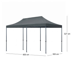 Κιόσκι - Gazebo Bari Megapap Πτυσσόμενο Μεταλλικός Σκελετός - Αδιάβροχο Ύφασμα Χρώμα Γκρι 3x6x3,27m.