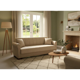 VAVEL LIGHT BROWN ΥΦΑΣΜΑ 3ΘΕΣΙΟΣ ΚΑΝΑΠΕΣ/ΚΡΕΒΑΤΙ ΜΕ ΑΠΟΘ.ΧΩΡΟ 216X85X80εκ.
