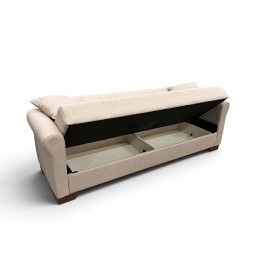 VAVEL LIGHT BROWN ΥΦΑΣΜΑ 3ΘΕΣΙΟΣ ΚΑΝΑΠΕΣ/ΚΡΕΒΑΤΙ ΜΕ ΑΠΟΘ.ΧΩΡΟ 216X85X80εκ.