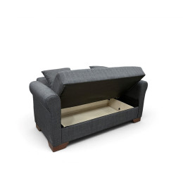 VAVEL DARK GREY ΥΦΑΣΜΑ 2ΘΕΣΙΟΣ ΚΑΝΑΠΕΣ/ΚΡΕΒΑΤΙ ΜΕ ΑΠΟΘ.ΧΩΡΟ 156Χ85Χ80εκ.