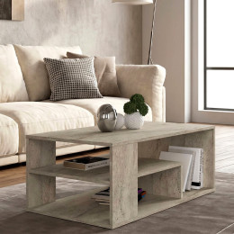 Τραπεζάκι Σαλονιού Abdera Megapap Χρώμα Travertine 110x60x42εκ.