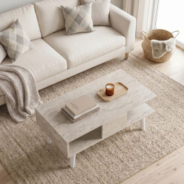 Τραπεζάκι Σαλονιού Andros Megapap Χρώμα Travertine 90x54x39,6εκ.