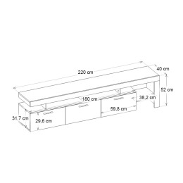 Έπιπλο Τηλεόρασης Acnes Megapap Χρώμα Travertine 220x40x52εκ.