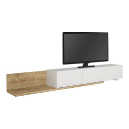 Έπιπλο Τηλεόρασης Enstey Megapap Επεκτεινόμενο Χρώμα Sapphire oak - Λευκό 260x41,8x33,5εκ.