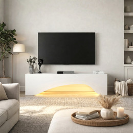 Έπιπλο Τηλεόρασης Mara Megapap με led Χρώμα Λευκό 150x31,4x40εκ.