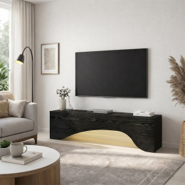 Έπιπλο Τηλεόρασης Mara Megapap με led Χρώμα Sencron Black 150x31,4x40εκ.