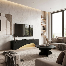 Έπιπλο Τηλεόρασης Mara Megapap με led Χρώμα Sencron Black 150x31,4x40εκ.