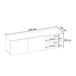 Έπιπλο Τηλεόρασης Επιτοίχιο Conrad Megapap Χρώμα Travertine 140x35x38εκ.