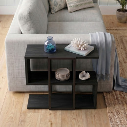 Τραπεζάκι Βοηθητικό Homia Megapap Χρώμα Black Wood 56x25x56,5εκ.