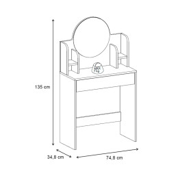 Τουαλέτα με Καθρέπτη Idis Megapap Χρώμα Λευκό 74,8x34,8x135εκ.