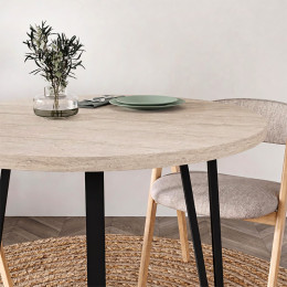 Τραπέζι Xana Megapap Χρώμα Travertine Ø90x77,5εκ.