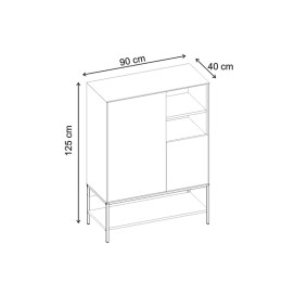 Μπουφές Amira Megapap Χρώμα Καρυδί ud - Black Wood 90x40x125εκ.