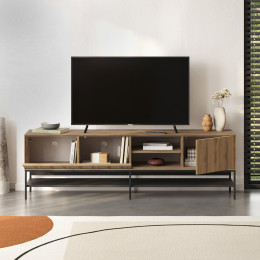 Έπιπλο Τηλεόρασης Amira Megapap Χρώμα Καρυδί ud - Black Wood 180x35x55εκ.