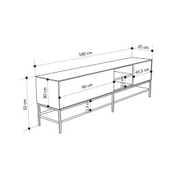 Έπιπλο Τηλεόρασης Amira Megapap Χρώμα Καρυδί ud - Black Wood 180x35x55εκ.