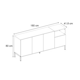 Μπουφές Cailin Megapap Χρώμα Sepet oak - Black Wood 180x41,8x80εκ.