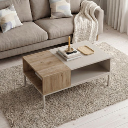 Τραπεζάκι Σαλονιού Cailin Megapap Χρώμα Sandstone - Sepet oak 90x56x40,6εκ.