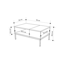 Τραπεζάκι Σαλονιού Cailin Megapap Χρώμα Sandstone - Sepet oak 90x56x40,6εκ.