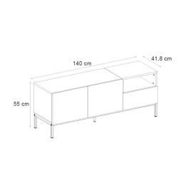 Έπιπλο Τηλεόρασης Cailin Megapap Χρώμα Sepet oak - Black Wood 140x41,8x55εκ.