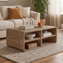 Τραπεζάκι Σαλονιού Rovel Megapap Χρώμα Sepet oak 80,3x50x32,5εκ.