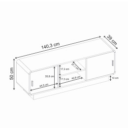 Έπιπλο Τηλεόρασης Rovel Megapap Χρώμα Sepet oak 140,3x39x50εκ.