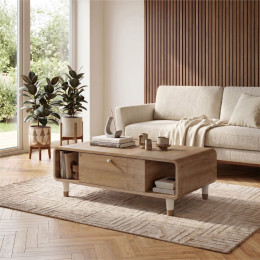 Τραπεζάκι Σαλονιού Doro Megapap Χρώμα Sepet oak 100x60x34,6εκ.
