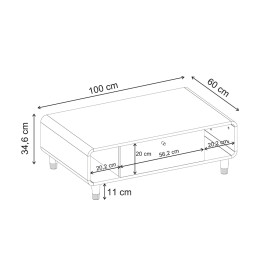 Τραπεζάκι Σαλονιού Doro Megapap Χρώμα Sepet oak 100x60x34,6εκ.