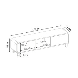 Έπιπλο Τηλεόρασης Doro Megapap Χρώμα Sepet oak 150x34x41εκ.