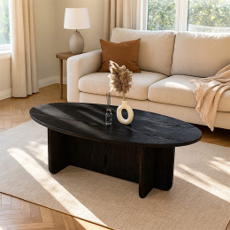 Τραπεζάκι Σαλονιού Ravey Megapap Χρώμα Sencron Black 120x60x39,6εκ.