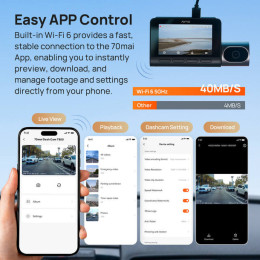 70mai Dash cam 4k T800 & hd Rear Cam. & 512gb sd 3-Channel w/ Dual 4k, Imx678, hdr Night Vision, ai
