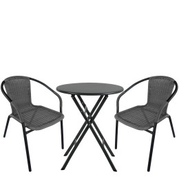 Σετ Τραπεζαρία Κήπου ArteLibre NOVA Μαύρο/Γκρι Rattan/Μέταλλο Με 2 Πολυθρόνες 14990500