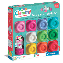 Soft Clemmy Σετ 10 Μαλακά Τουβλάκια & Φιγουράκι Μονόκερος Για 3+ Ετών