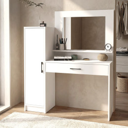 Τουαλέτα με Καθρέπτη Kaunos Megapap Χρώμα Λευκό 123,8x40x148,2εκ.