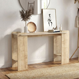 Κονσόλα Mendoza Megapap Χρώμα Sapphire oak - Travertine 130,8x35x76,8εκ.