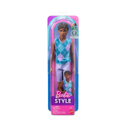 Mattel Barbie: Style - ken Fashionistas Doll With Dark Skin, Lavendar Shorts With Turquoise & Lavender Argyle Shirt #253 (Jjn67)