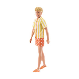 Mattel Barbie: Style - ken Fashionistas Doll With Blond Hair, Yellow Polka-dot Board Shorts With Yellow & White Striped Shirt #252 (Jjn66)