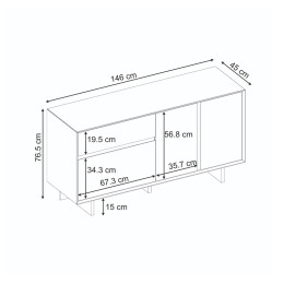 Μπουφές Capri Megapap Χρώμα Sapphire oak 146x45x76,5εκ.