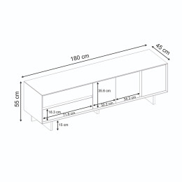 Έπιπλο Τηλεόρασης Capri Megapap Χρώμα Sapphire oak 180x45x55εκ.