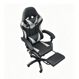A9937 ΜΑΥΡΟ/ΓΚΡΙ PVC ΠΟΛΥΘΡΟΝΑ GAMING/ΜΕ ΥΠΟΠΟΔΙΟ 64X59X43-112/53-125εκ.