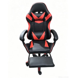 A9937 ΜΑΥΡΟ/ΚΟΚΚΙΝΟ PVC ΠΟΛΥΘΡΟΝΑ GAMING/ΜΕ ΥΠΟΠΟΔΙΟ 64X59X43-112/53-125εκ.
