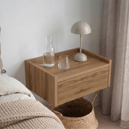 Κομοδίνο Επιτοίχιο Brisa Megapap Χρώμα Καρυδί ud 42x35x18,2εκ.