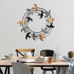 Διακοσμητικό Τοίχου Spiral Flock Megapap Μεταλλικό Χρώμα Μαύρο - Bronze - Ασημί 87x87εκ.