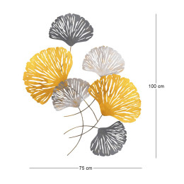 Διακοσμητικό Τοίχου Metal Flower Megapap Μεταλλικό Χρώμα Bronze - Ασημί 75x100εκ.