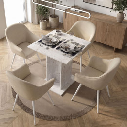 Τραπέζι Allos Megapap Χρώμα Λευκό εφέ Μαρμάρου 75x75x77εκ.