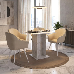 Τραπέζι Allos Megapap Χρώμα Λευκό εφέ Μαρμάρου 75x75x77εκ.