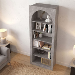 Βιβλιοθήκη Voila Megapap Χρώμα Γκρι Σκυροδέματος 74x35x180εκ.