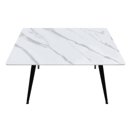Τραπέζι Enzo Megapap Sintered Stone - Μέταλλο Χρώμα Λευκό εφέ Μαρμάρου - Μαύρο 120x70x77εκ.