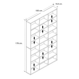 Βιβλιοθήκη Diamond Megapap Χρώμα Φυσικό Οξιάς 100x16,6x178εκ.