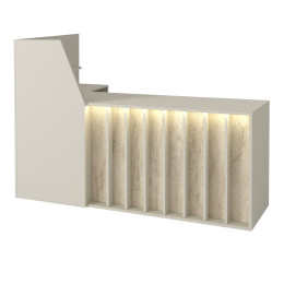 Γραφείο Υποδοχής - Reception Zegma Megapap με led Χρώμα Sandstone - Travertine 181,2x73,2x120εκ.