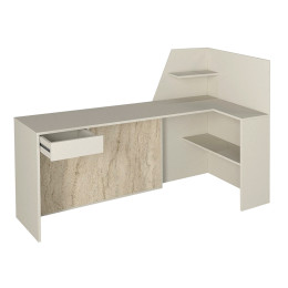 Γραφείο Υποδοχής - Reception Zegma Megapap με led Χρώμα Sandstone - Travertine 181,2x73,2x120εκ.