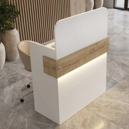 Γραφείο Υποδοχής - Reception Telmos Megapap με led Χρώμα Λευκό - Sapphire oak 90x43,6x119,2εκ.